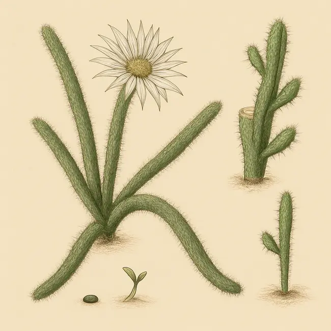 Acanthocereus – Botanische Illustration der Vermehrung