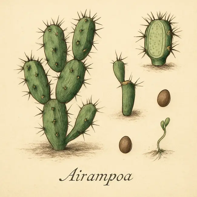 Airampoa – Botanische Illustration der Vermehrung