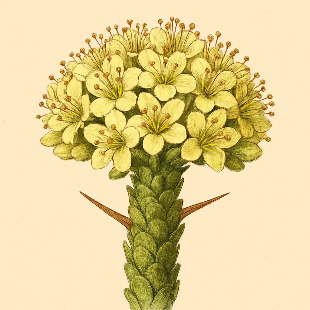 Alluaudia – Botanische Illustration der Blüte
