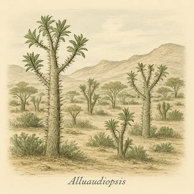 Alluaudiopsis – Botanische Illustration des natürlichen Lebensraums