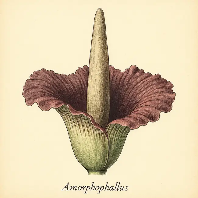 Amorphophallus – Botanische Illustration der Blüte