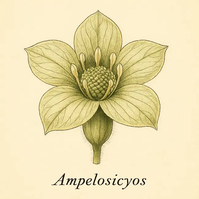 Ampelosicyos – Botanische Illustration der Blüte