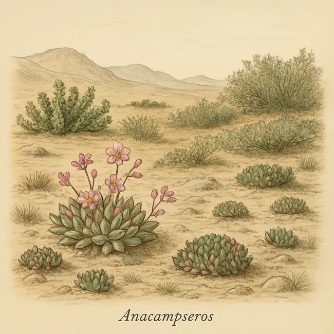 Anacampseros – Botanische Illustration des natürlichen Lebensraums