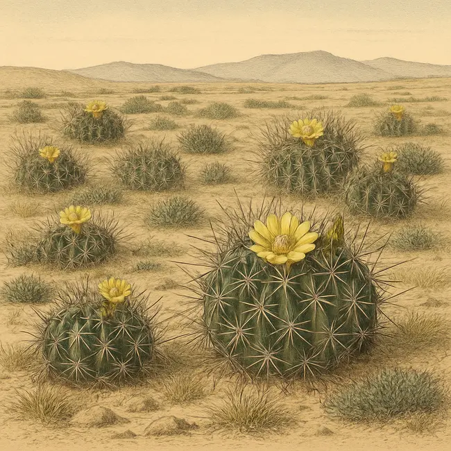 Ancistrocactus – Botanische Illustration des natürlichen Lebensraums