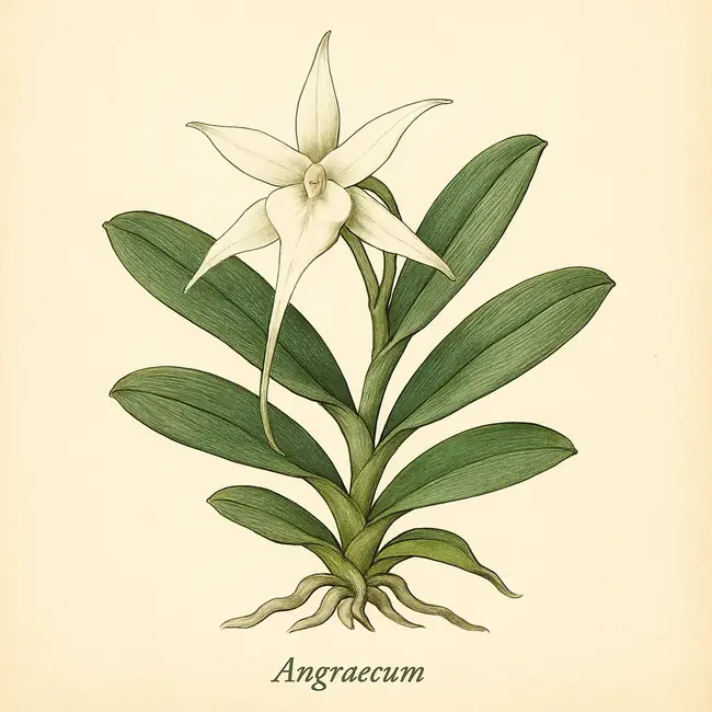 Angraecum – Botanische Illustration des Habitus