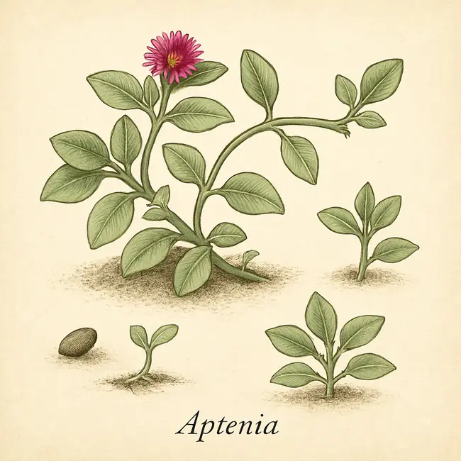 Aptenia – Botanische Illustration der Vermehrung