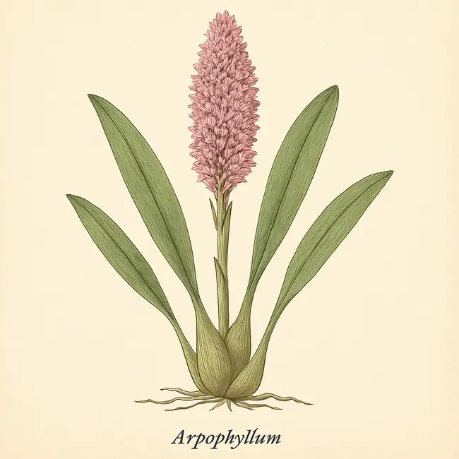 Arpophyllum – Botanische Illustration des Habitus