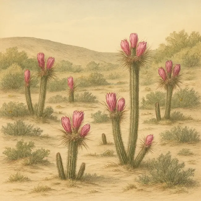 Arrojadoa – Botanische Illustration des natürlichen Lebensraums