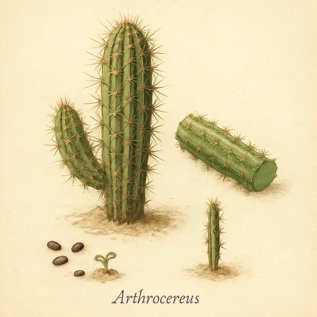 Arthrocereus – Botanische Illustration der Vermehrung