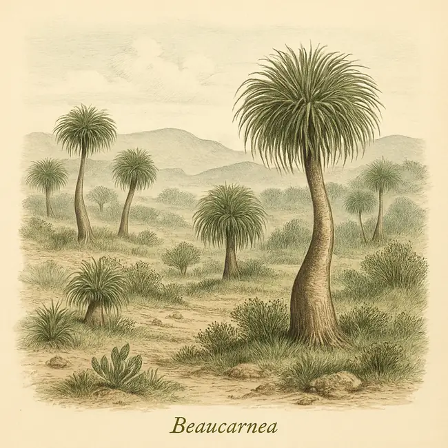 Beaucarnea – Botanische Illustration des natürlichen Lebensraums