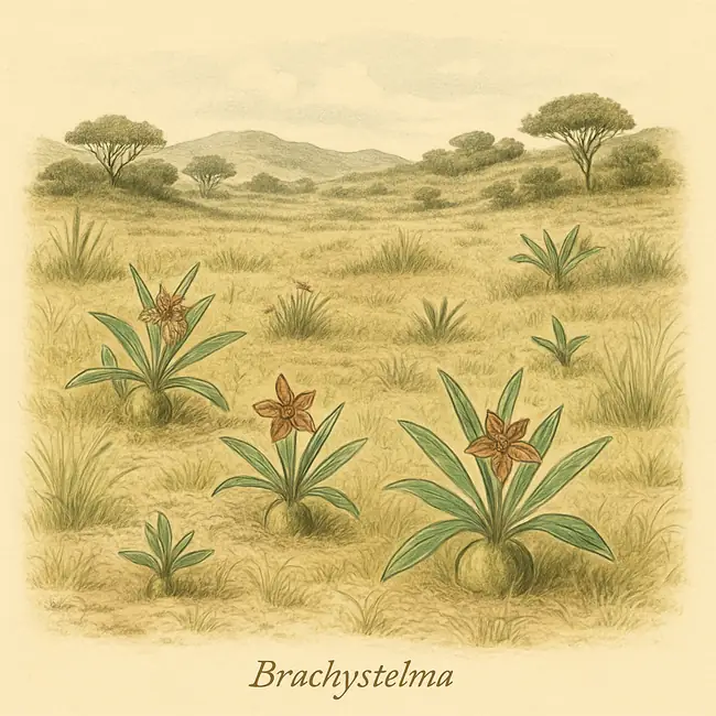 Brachystelma – Botanische Illustration des natürlichen Lebensraums