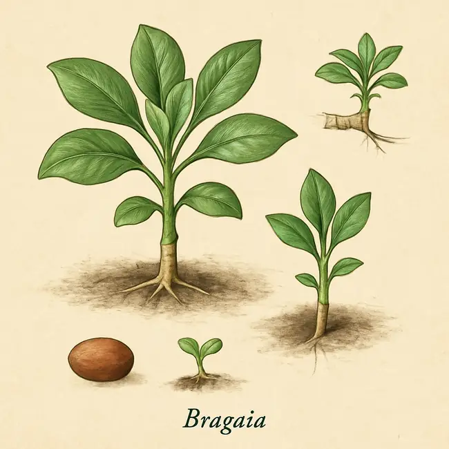 Bragaia – Botanische Illustration der Vermehrung