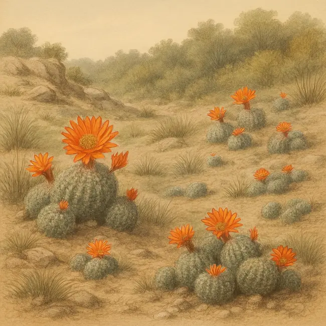 Brasilicactus – Botanische Illustration des natürlichen Lebensraums