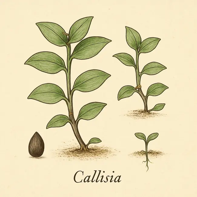 Callisia – Botanische Illustration der Vermehrung