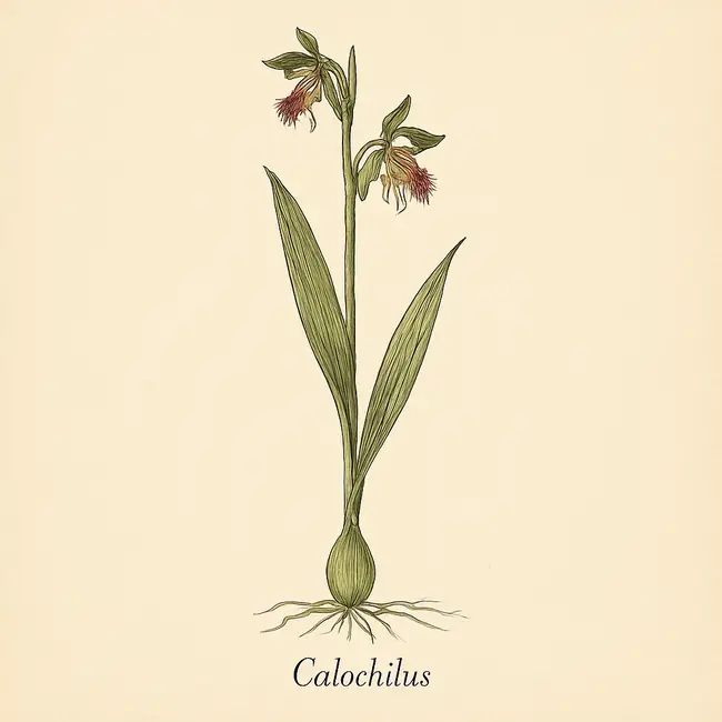 Calochilus – Botanische Illustration des Habitus