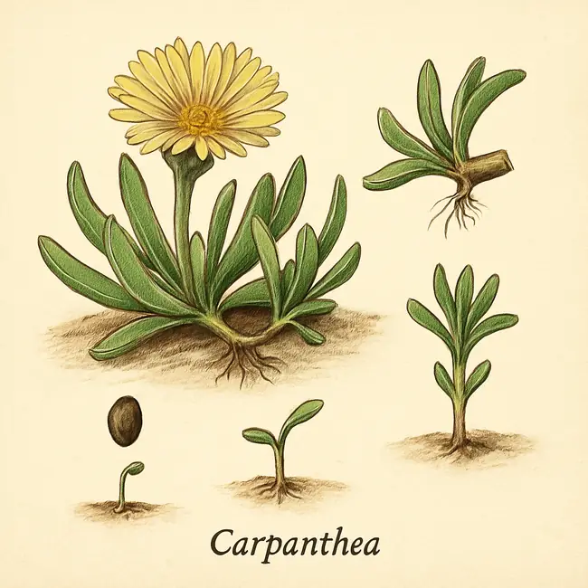 Carpanthea – Botanische Illustration der Vermehrung