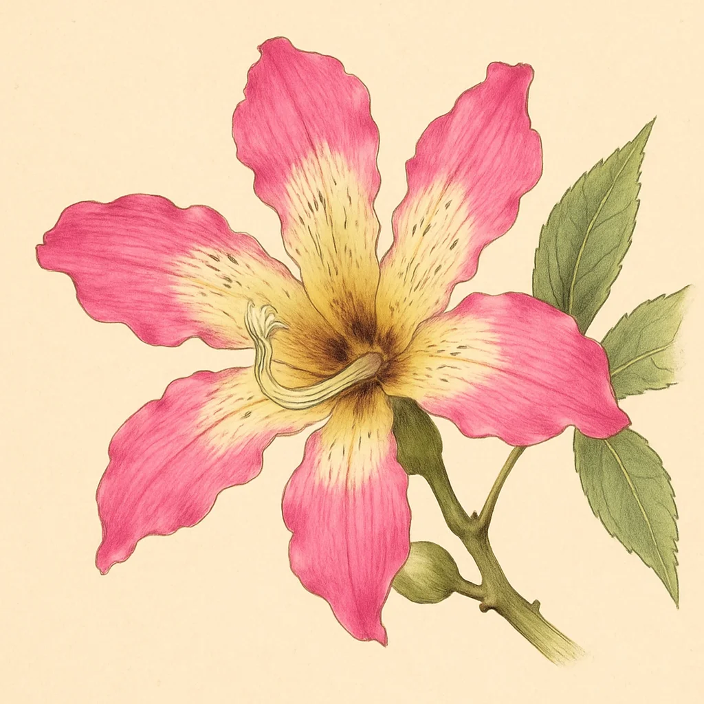 Ceiba – Botanische Illustration der Blüte