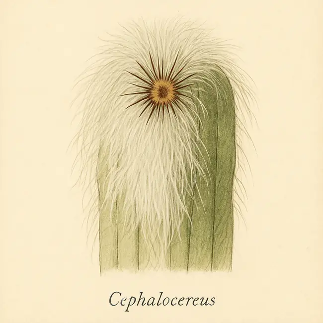 Cephalocereus – Botanische Detailillustration