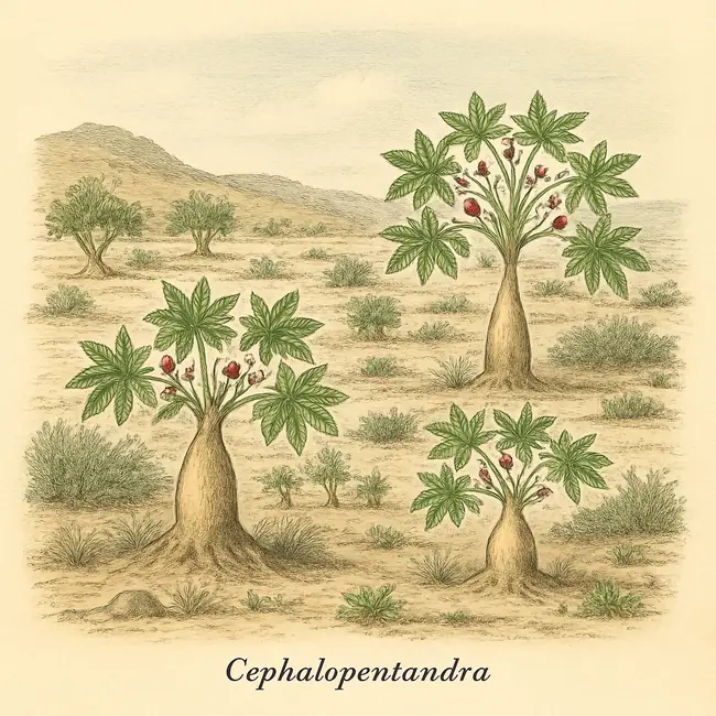 Cephalopentandra – Botanische Illustration des natürlichen Lebensraums