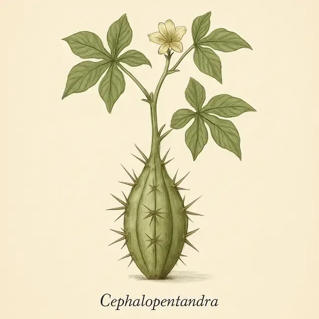Cephalopentandra – Botanische Illustration des Habitus