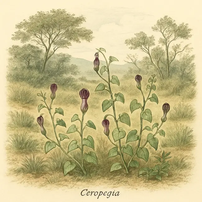 Ceropegia – Botanische Illustration des natürlichen Lebensraums