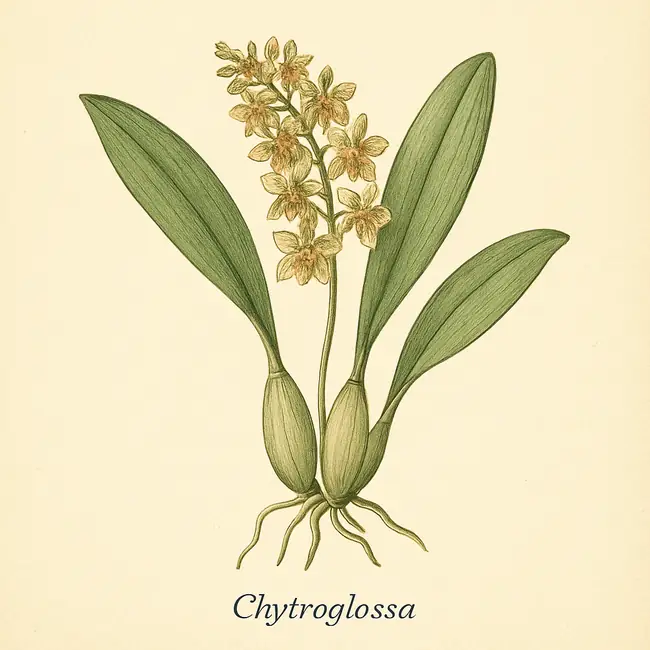 Chytroglossa – Botanische Illustration des Habitus
