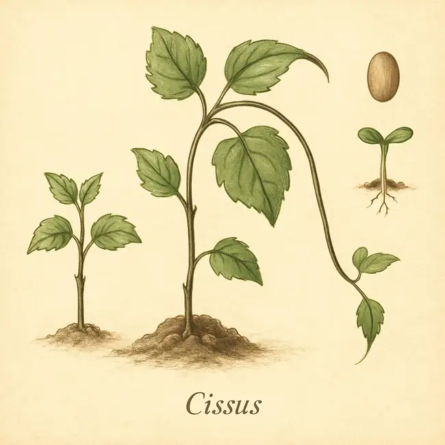 Cissus – Botanische Illustration der Vermehrung