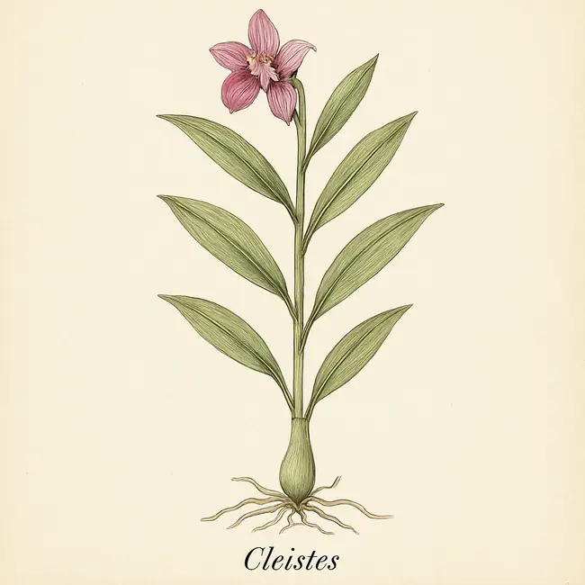 Cleistes – Botanische Illustration des Habitus