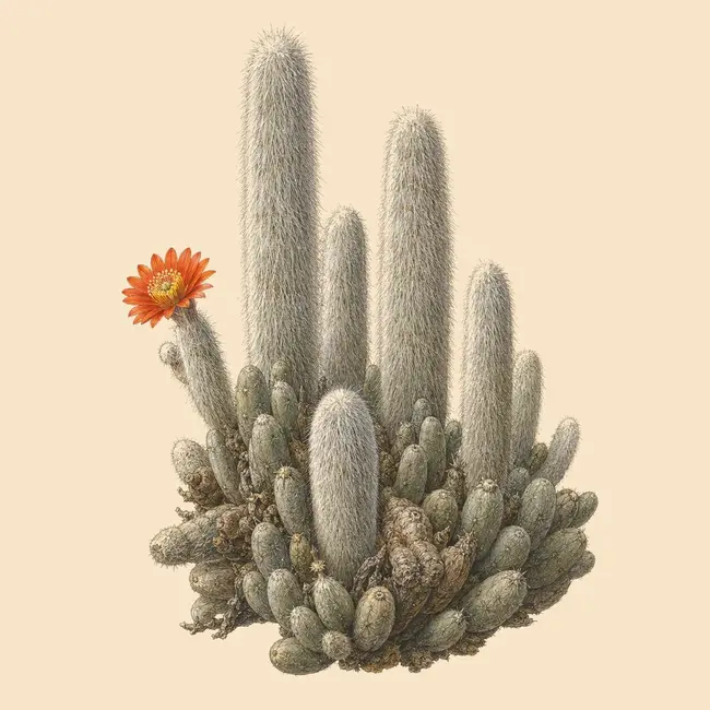 Cleistocactus – Botanische Illustration des Habitus