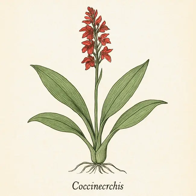 Coccineorchis – Botanische Illustration des Habitus