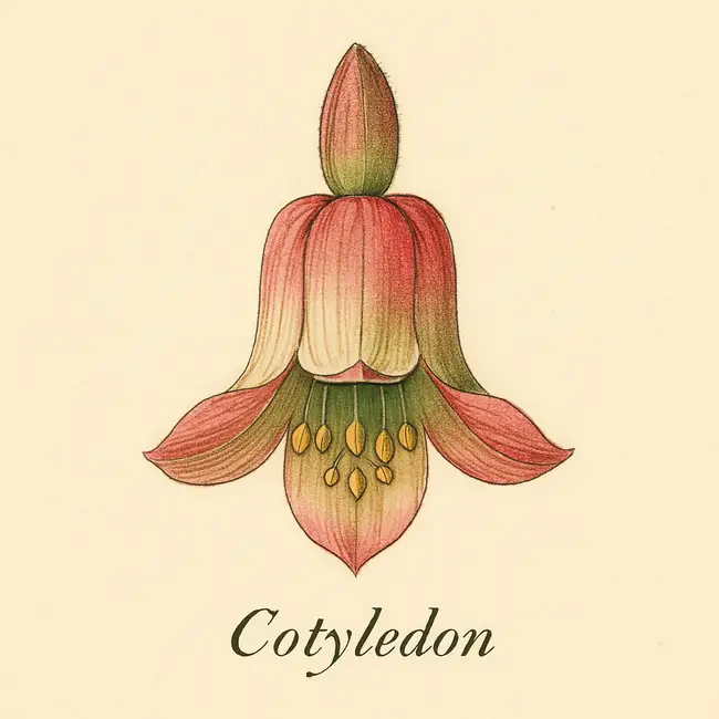 Cotyledon – Botanische Illustration der Blüte