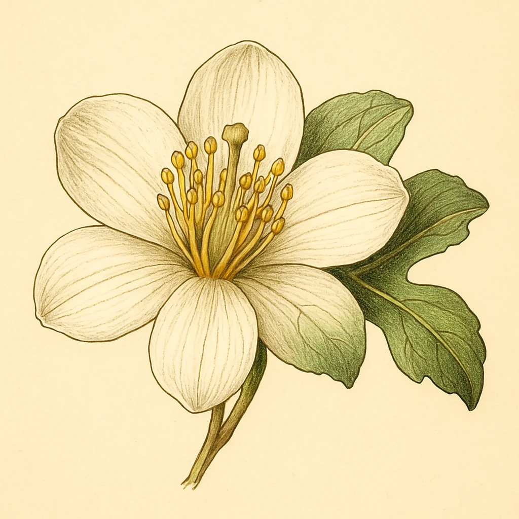Cussonia – Botanische Illustration der Blüte