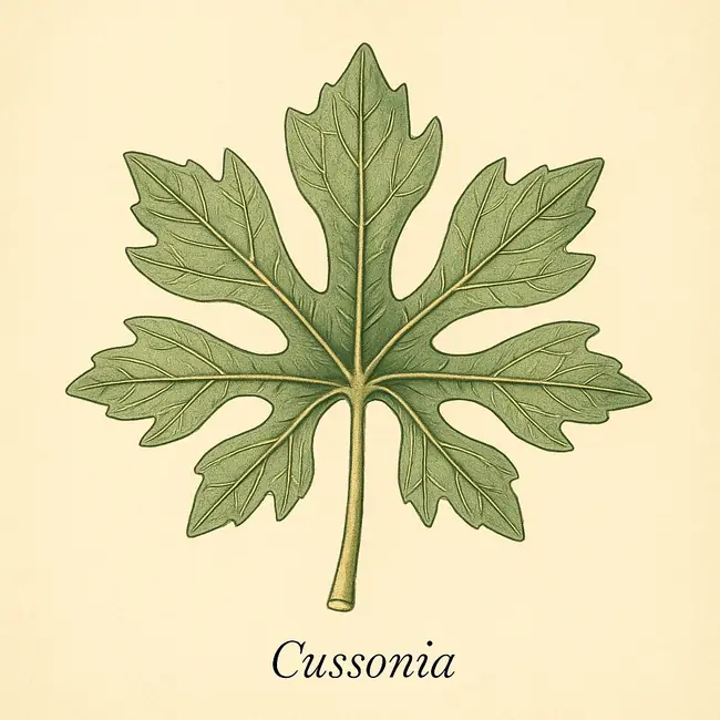 Cussonia – Botanische Detailillustration