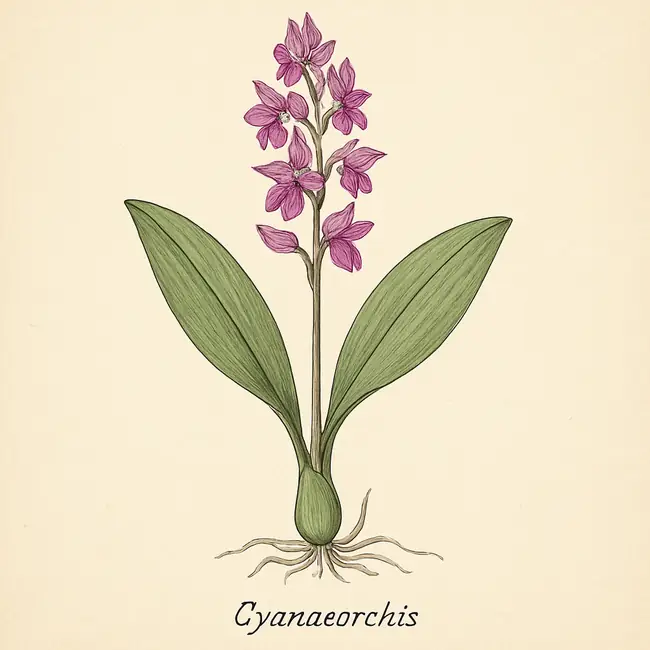 Cyanaeorchis – Botanische Illustration des Habitus