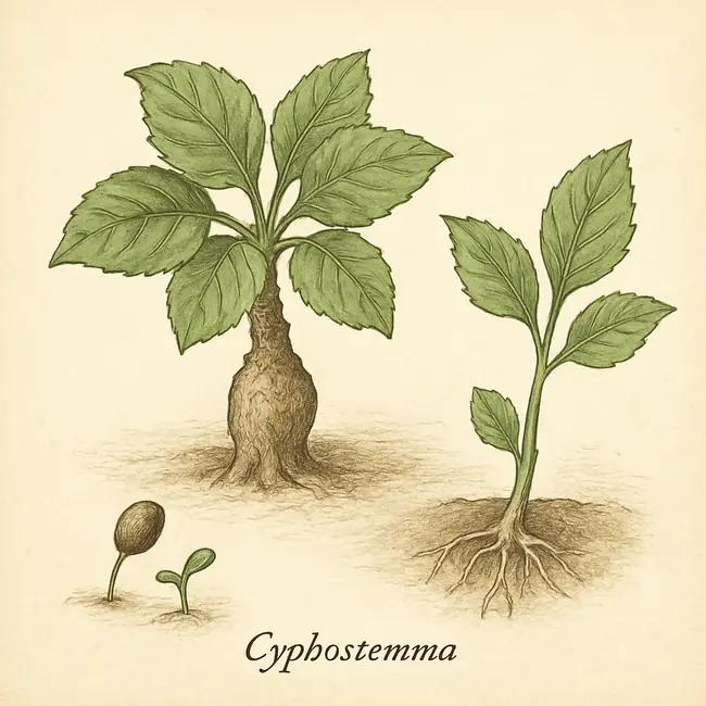 Cyphostemma – Botanische Illustration der Vermehrung