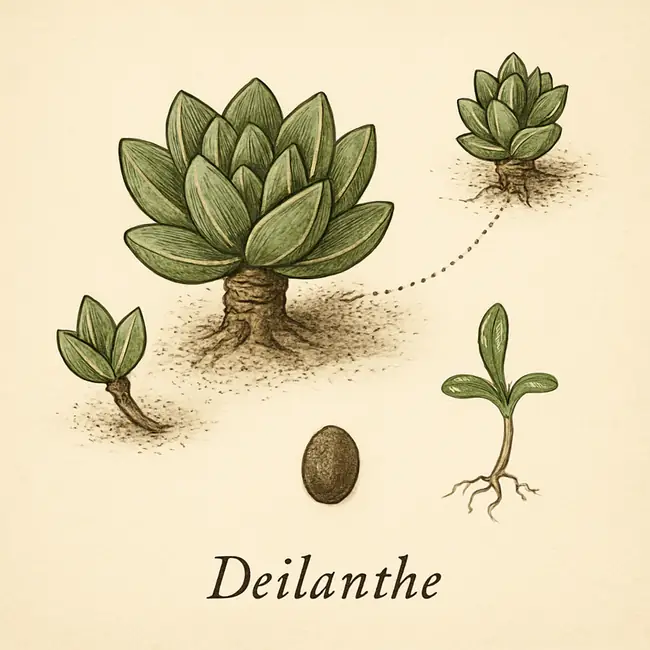 Deilanthe – Botanische Illustration der Vermehrung