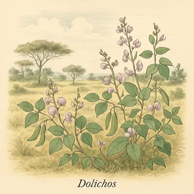 Dolichos – Botanische Illustration des natürlichen Lebensraums