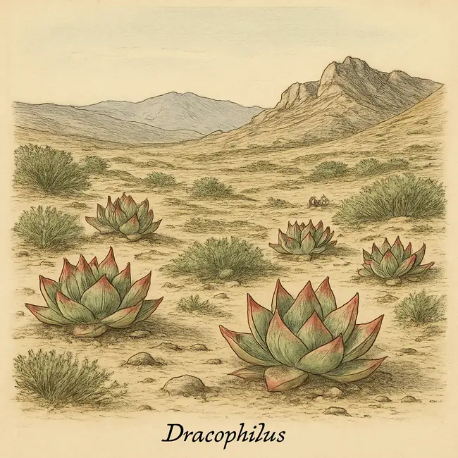Dracophilus – Botanische Illustration des natürlichen Lebensraums