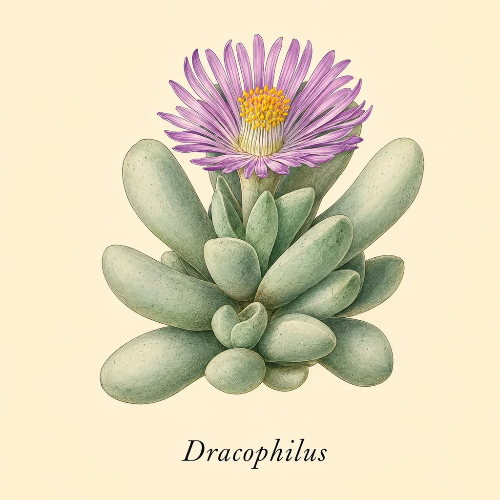Dracophilus – Botanische Illustration des Habitus