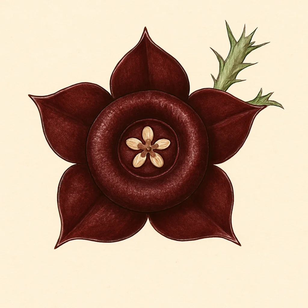 Duvalia – Botanische Illustration der Blüte