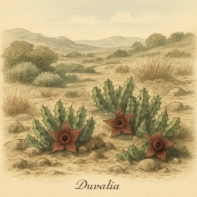 Duvalia – Botanische Illustration des natürlichen Lebensraums
