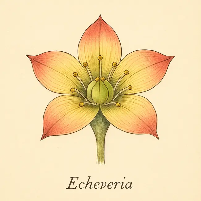 Echeveria – Botanische Illustration der Blüte