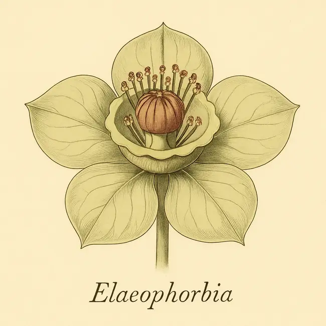 Elaeophorbia – Botanische Illustration der Blüte