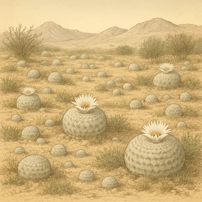Epithelantha – Botanische Illustration des natürlichen Lebensraums