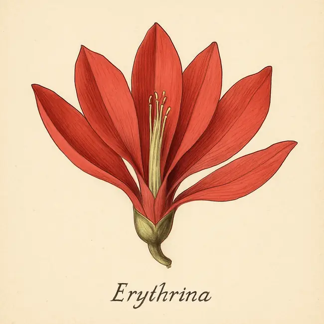 Erythrina – Botanische Illustration der Blüte