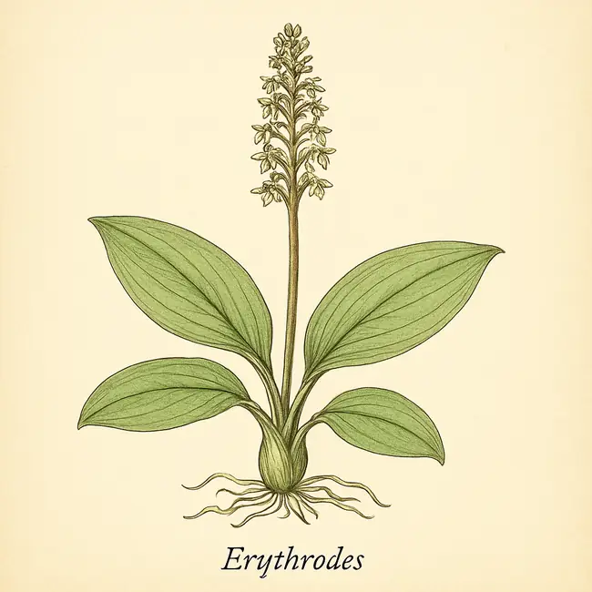 Erythrodes – Botanische Illustration des Habitus