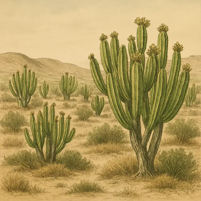 Escontria – Botanische Illustration des natürlichen Lebensraums
