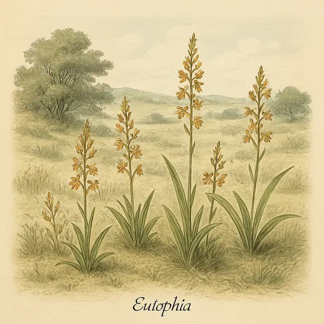 Eulophia – Botanische Illustration des natürlichen Lebensraums