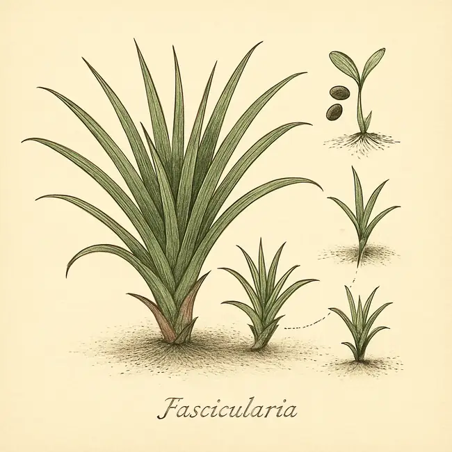 Fascicularia – Botanische Illustration der Vermehrung