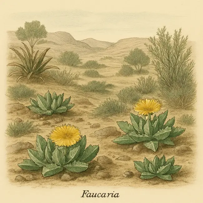 Faucaria – Botanische Illustration des natürlichen Lebensraums